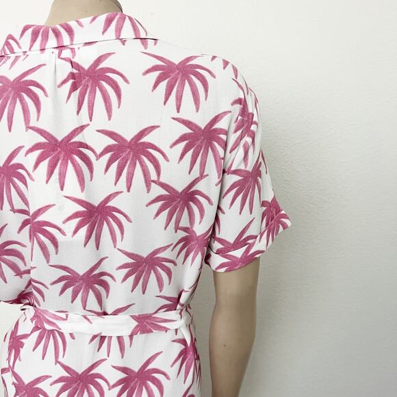 [Anthropologie] x Fabienne Chapot Pink Pretty Palms Boyfriend Cara Dress NWT 12 - Picture 9 of 11